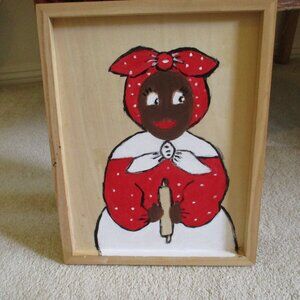 FINAL SALE! Original hand painted Woman Baker Art wooden 14" x 11"